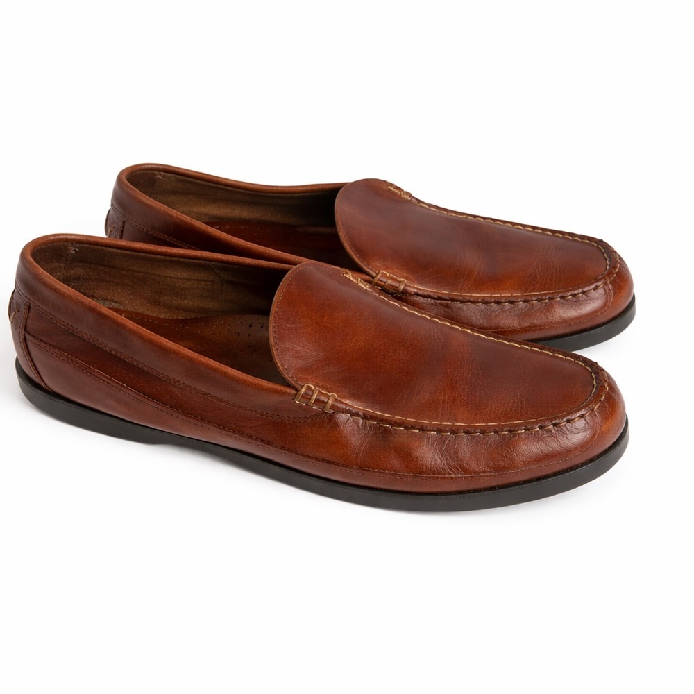 L.L. Bean Men’s Brown Leather Loafers Sz. 14D Moccasin Slip On Driving Shoes